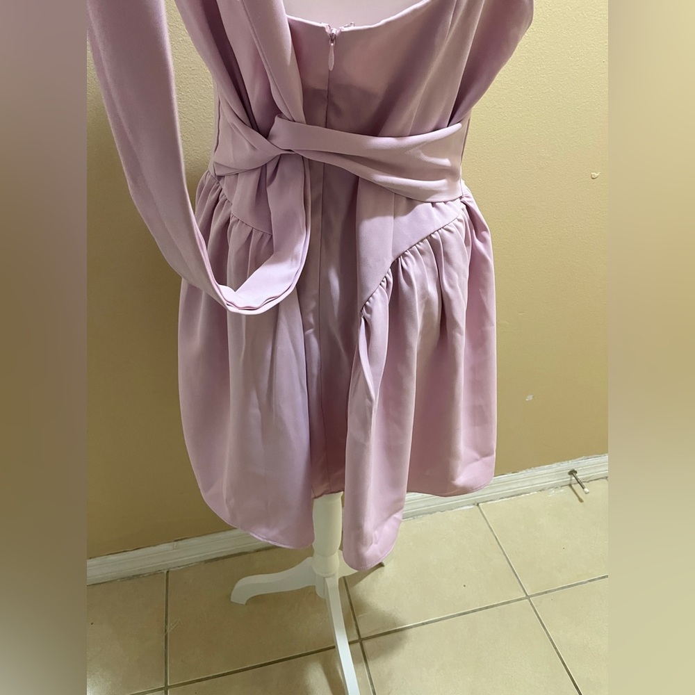 Finesse Pink Emi Bow Mini Dress Women’s Size 1X Sleeveless Tie Party Zip Back - Picture 10 of 16